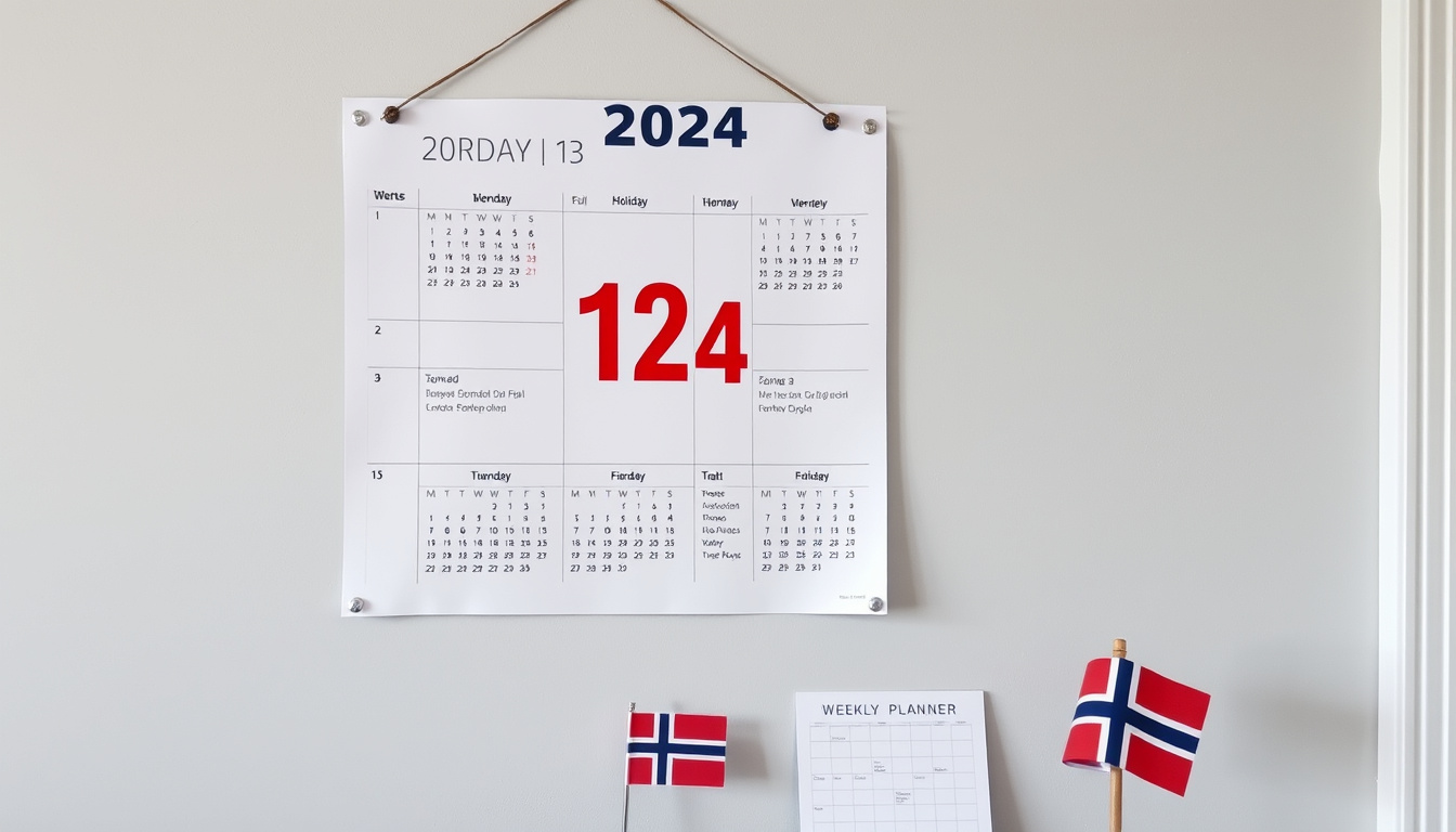Norsk kalender 2024 – Helligdager, ukenummer og utskrift